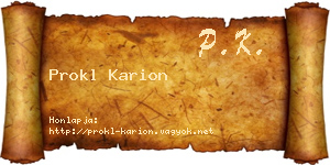 Prokl Karion névjegykártya